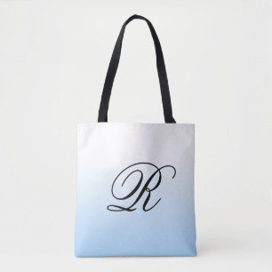 Lichtblauw ombre boven elke kleur met monogram tote bag