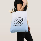 Lichtblauw ombre boven elke kleur met monogram tote bag (Dichtbij)