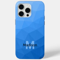 Lichtblauw ombre geometrisch mesh patroon Monogram