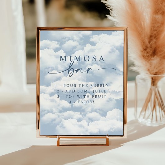 Lichtblauw "On Cloud Nine" Bachelorette Mimosa Bar Poster
