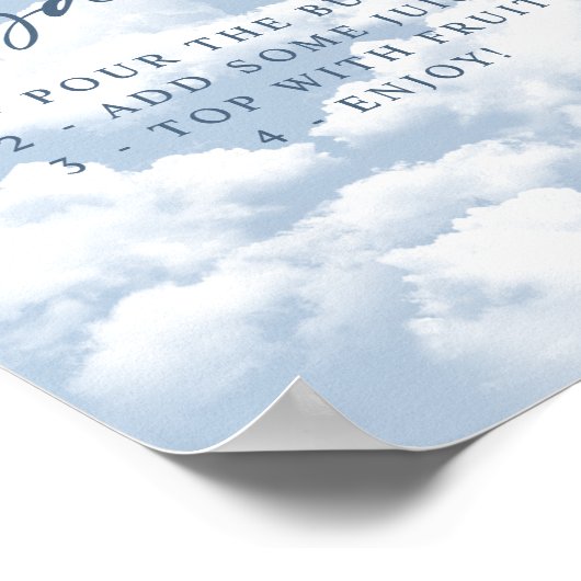 Lichtblauw "On Cloud Nine" Bachelorette Mimosa Bar Poster (Hoek)