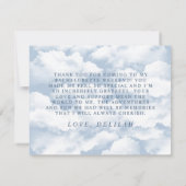 Lichtblauw "On Cloud Nine" vrijgezellenfeestje-shi Bedankkaart (Achterkant)