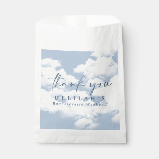 Lichtblauw "On Cloud Nine" vrijgezellenweekend Bedankzakje (Voorkant)