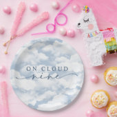 Lichtblauw "On Cloud Nine" vrijgezellenweekend Papieren Bordje (Feest)