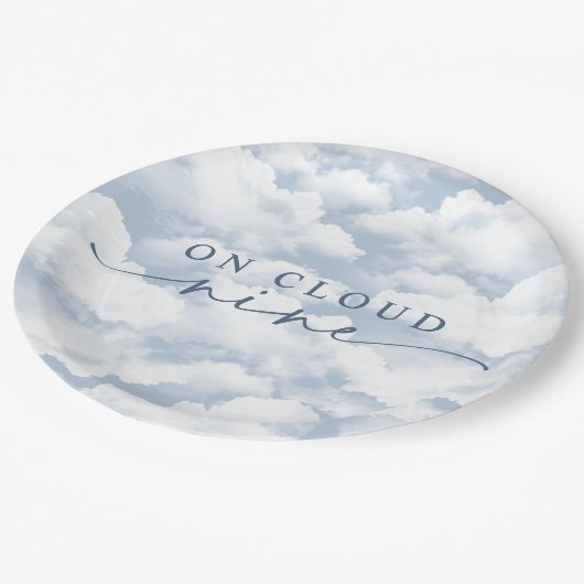 Lichtblauw "On Cloud Nine" vrijgezellenweekend Papieren Bordje (Gekanteld)