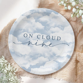 Lichtblauw "On Cloud Nine" vrijgezellenweekend Papieren Bordje