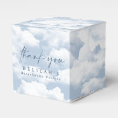 Lichtblauw "Op Cloud Nine" vrijgezellenweekend Bedankdoosjes (Voorkant Zijde)