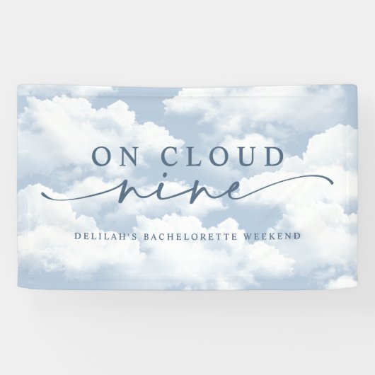 Lichtblauw "Op Cloud Nine" vrijgezellenweekend Spandoek (Horizontaal)