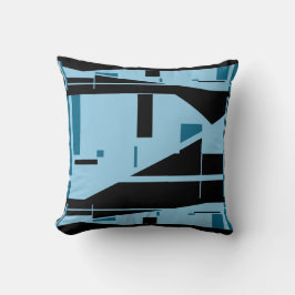 Lichtblauw op zwart Classic Mediterraan Mozaïek Kussen