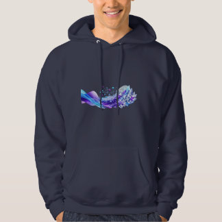 Lichtblauw Paarse Futuristische Netwerk Golven Hoodie