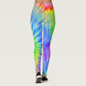 Lichtblauw & Paarse Psychedelic Starburst Tie Dye Leggings (Achterkant)
