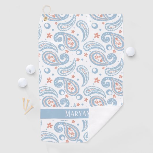 Lichtblauw Paisley Patroon Dames Golfhanddoek (Insitu)
