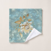 Lichtblauw palet op een Brons Gold Barogue ontwerp Bad Handdoek (Wasdoekje)