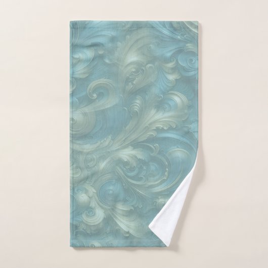 Lichtblauw palet op een Brons Gold Barogue ontwerp Bad Handdoek (Handdoek)