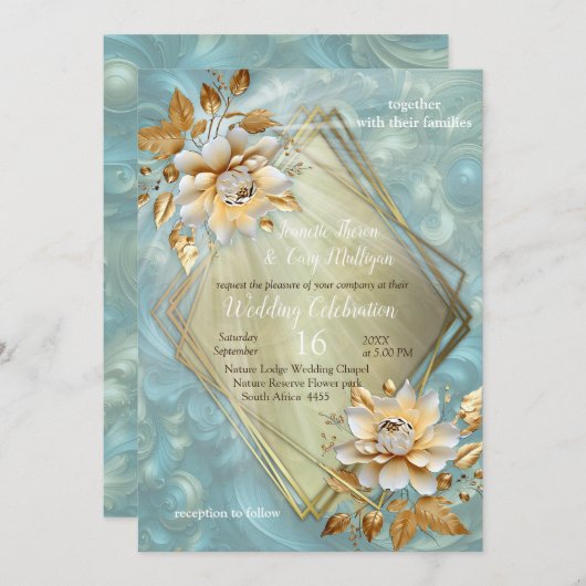 Lichtblauw palet op een Brons Gold Barogue ontwerp Kaart (Voorkant / Achterkant)