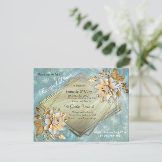 Lichtblauw palet op een Brons Gold Barogue ontwerp Kaart (Staand voorkant)