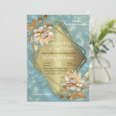 Lichtblauw palet op een Brons Gold Barogue ontwerp Kaart (Staand voorkant)