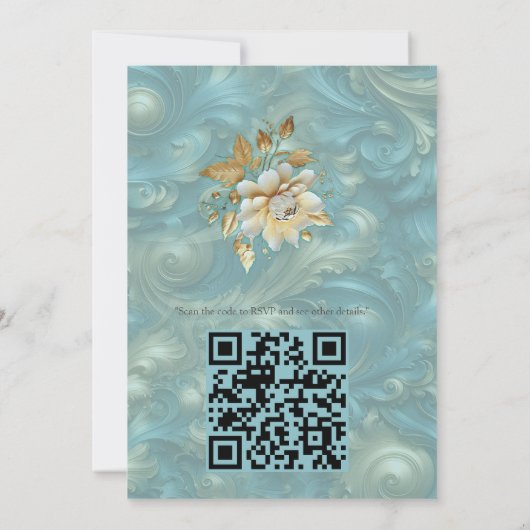 Lichtblauw palet op een Brons Gold Barogue ontwerp Kaart (Achterkant)