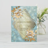 Lichtblauw palet op een Brons Gold Barogue ontwerp Kaart (Staand voorkant)