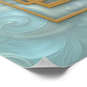 Lichtblauw palet op een Brons Gold Barogue ontwerp Poster (Hoek)