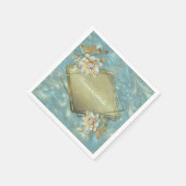 Lichtblauw palet op een Brons Gold Barogue ontwerp Servet (Hoek)