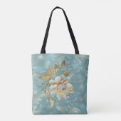 Lichtblauw palet op een Brons Gold Barogue ontwerp Tote Bag (Achterkant)