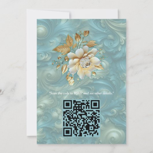 Lichtblauw palet op goud Baroque ontwerp Kaart (Achterkant)