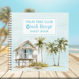 Lichtblauw palmbomen strandhuis gastenboek notitieboek