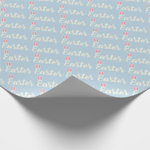 Lichtblauw "Pasen" Script Inpakpapier