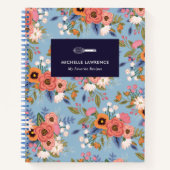 Lichtblauw & Pastels Boho Bloemenpatroon Notitieboek (Voorkant)
