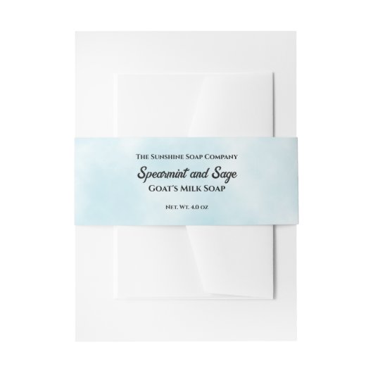 Lichtblauw perkament papier stijl zeep buik band uitnodigingen wikkel (Voorkant Voorbeeld)