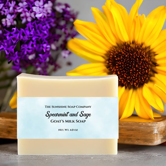 Lichtblauw perkament papier stijl zeep buik band uitnodigingen wikkel