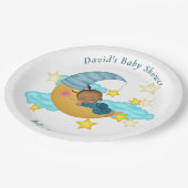 Lichtblauw Pet Baby op een Moon Paper Bord (Gekanteld)