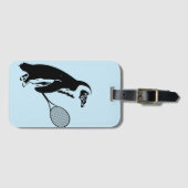 Lichtblauw pinguïn tennis bagagelabel (Voorkant (horizontaal))