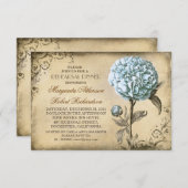 lichtblauw pioen rustiek repetitiediner kaart (Voorkant / Achterkant)