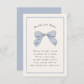 Lichtblauw Plaid Bow Elegant Baby shower Informatiekaartje (Voorkant / Achterkant)