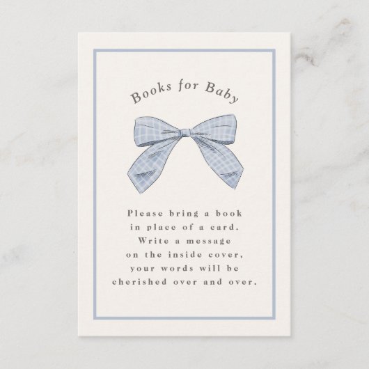 Lichtblauw Plaid Bow Elegant Baby shower Informatiekaartje (Voorkant)