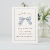 Lichtblauw Plaid Bow Elegant Baby shower Informatiekaartje (Staand voorkant)