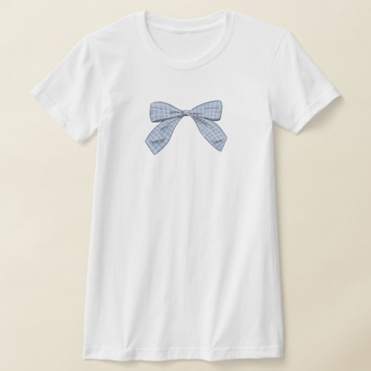 Lichtblauw Plaid Bow Elegant Baby shower Mom T-shirt (Laagn)