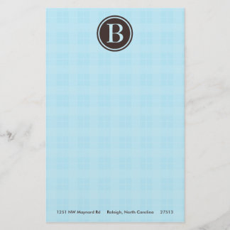 Lichtblauw Plaid Monogram Briefpapier