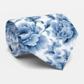 Lichtblauw Porselein Bloemen Bruiloft Groomsmen Gi Stropdas (Opgerold)