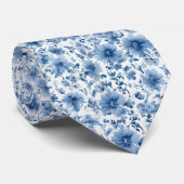 Lichtblauw Porselein Bloemen Bruiloft Groomsmen Gi Stropdas (Opgerold)