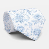 Lichtblauw Porselein Bloemen Bruiloft Groomsmen Gi Stropdas (Opgerold)