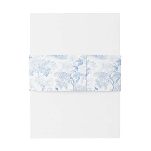 Lichtblauw porselein bruiloft uitnodiging buik ban uitnodigingen wikkel (Achterkant Voorbeeld)