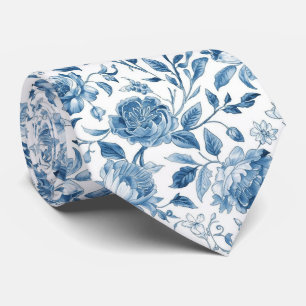 Lichtblauw Porseleinen Bloemen Huwelijk Bruidsjonk Stropdas