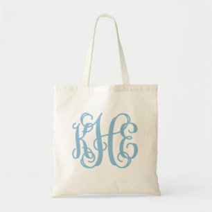 Lichtblauw Preppy Script Monogram - KHE Tote Bag