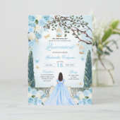 Lichtblauw Prinses Betoverde Tuin Quinceanera Kaart (Staand voorkant)