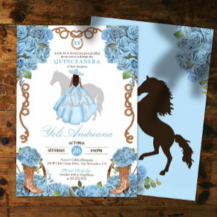 Lichtblauw Ranchero Charro Quinceanera Kaart