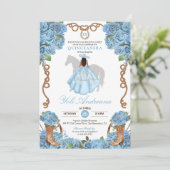 Lichtblauw Ranchero Charro Quinceanera Kaart (Staand voorkant)