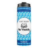 Lichtblauw Retro Patroon Kano Otter Aangepaste Naa Thermosbeker (Voorkant)